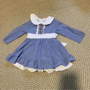 Think Pink Bows Blue White Dress